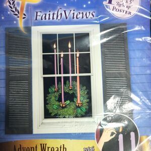 Faith Views Window Art Christmas Candles 3 X 5 Ft. Christian Holiday Decor